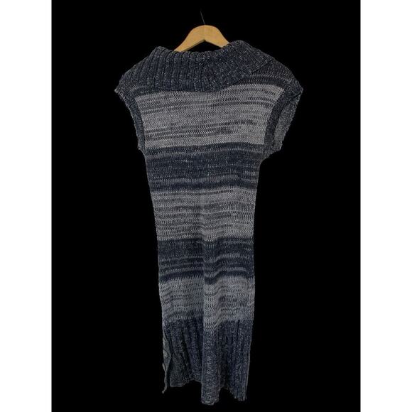 Rue 21 Tunic Sweater Top Y2K Bodycon Wiggle Gray Stripe Preppy Cowl Neck Size M - Picture 7 of 9